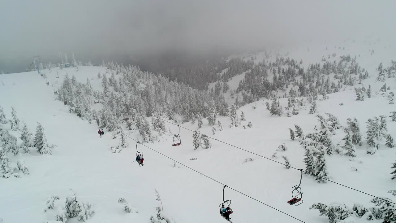 Video Stock Cable Car Crossing A Snowy And Cloudy Mountain Live Wallpaper For PC