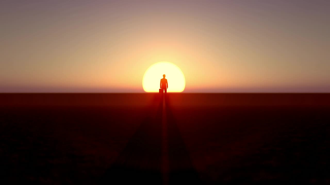 Video Stock Businessman Standing In Front Of The Sunset Live Wallpaper For PC