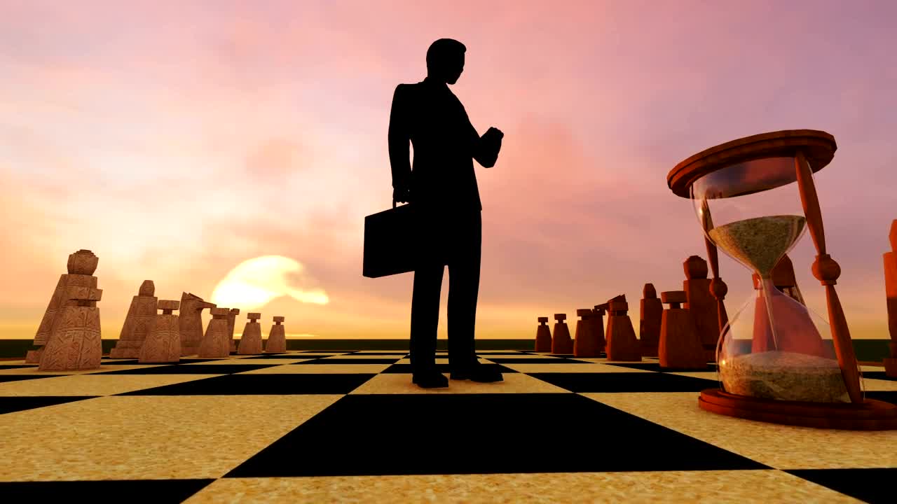Video Stock Businessman Hourglass And A Giant Chess Live Wallpaper For PC