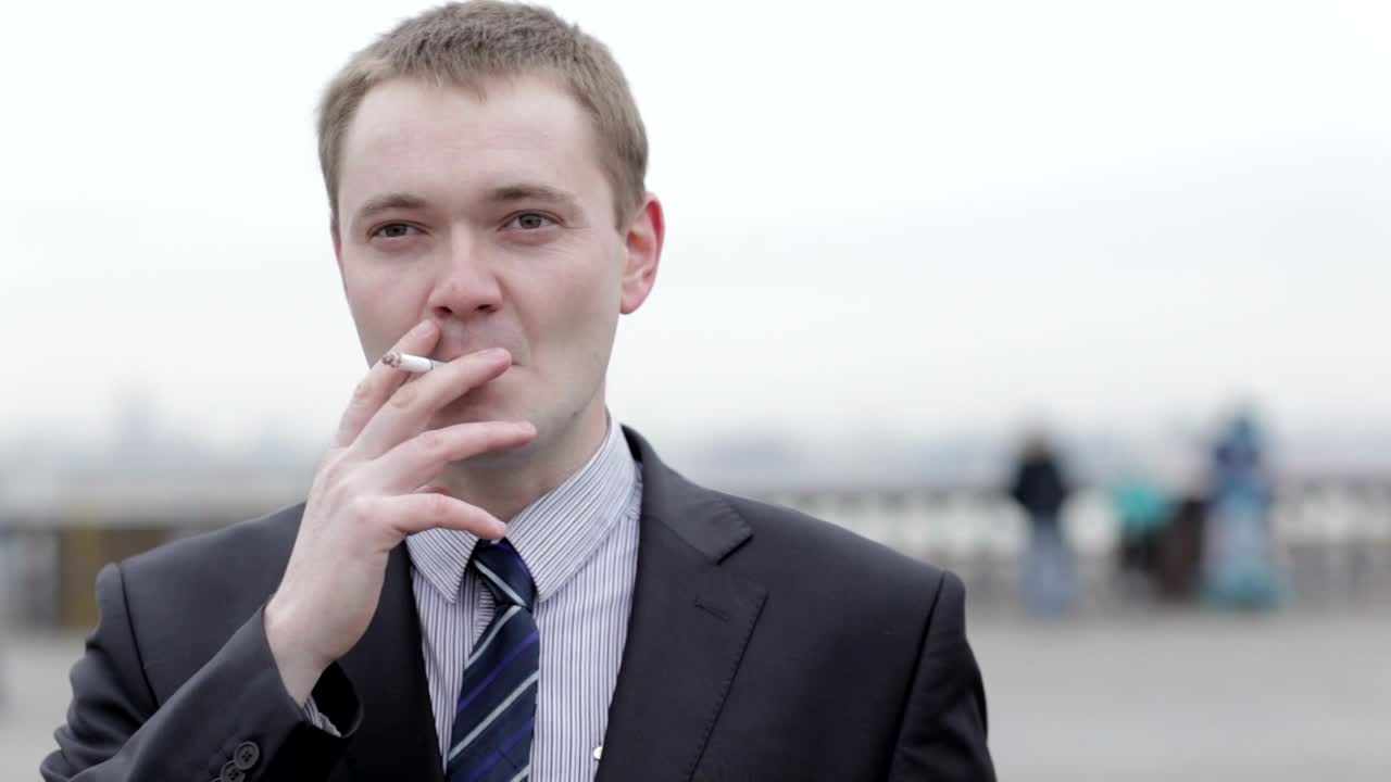 Video Stock Businessman Having A Smoke Break Live Wallpaper For PC