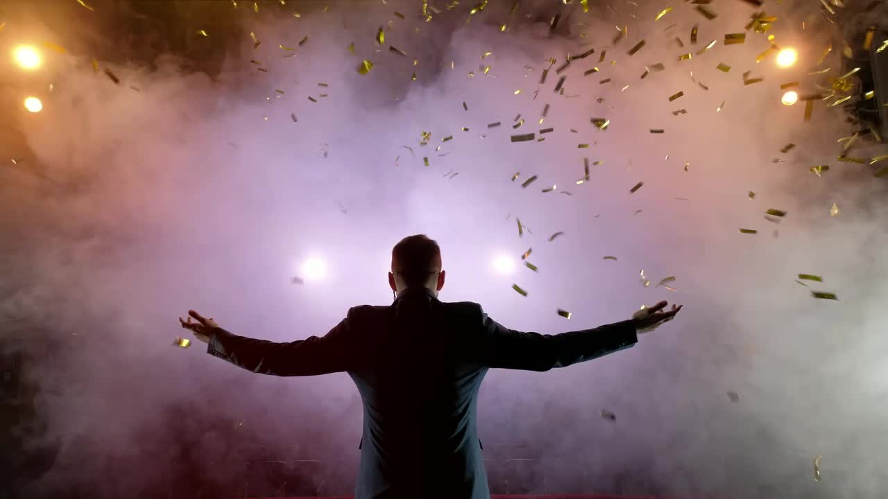 Video Stock Businessman Finishing A Talk In An Auditorium Live Wallpaper For PC