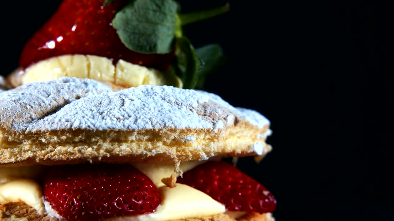 Stock Video Delicious Strawberry Dessert Spinning Slowly Live Wallpaper For PC