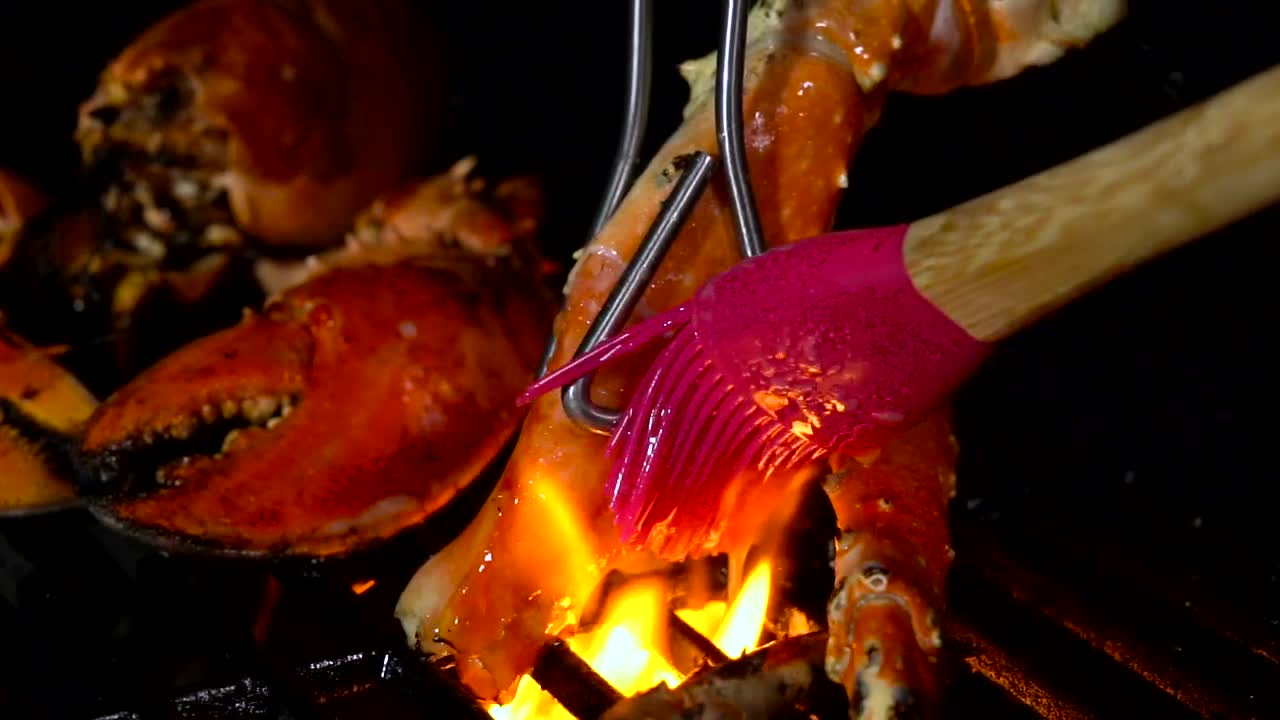 Stock Video Delicious Seafood On A Grill Live Wallpaper For PC