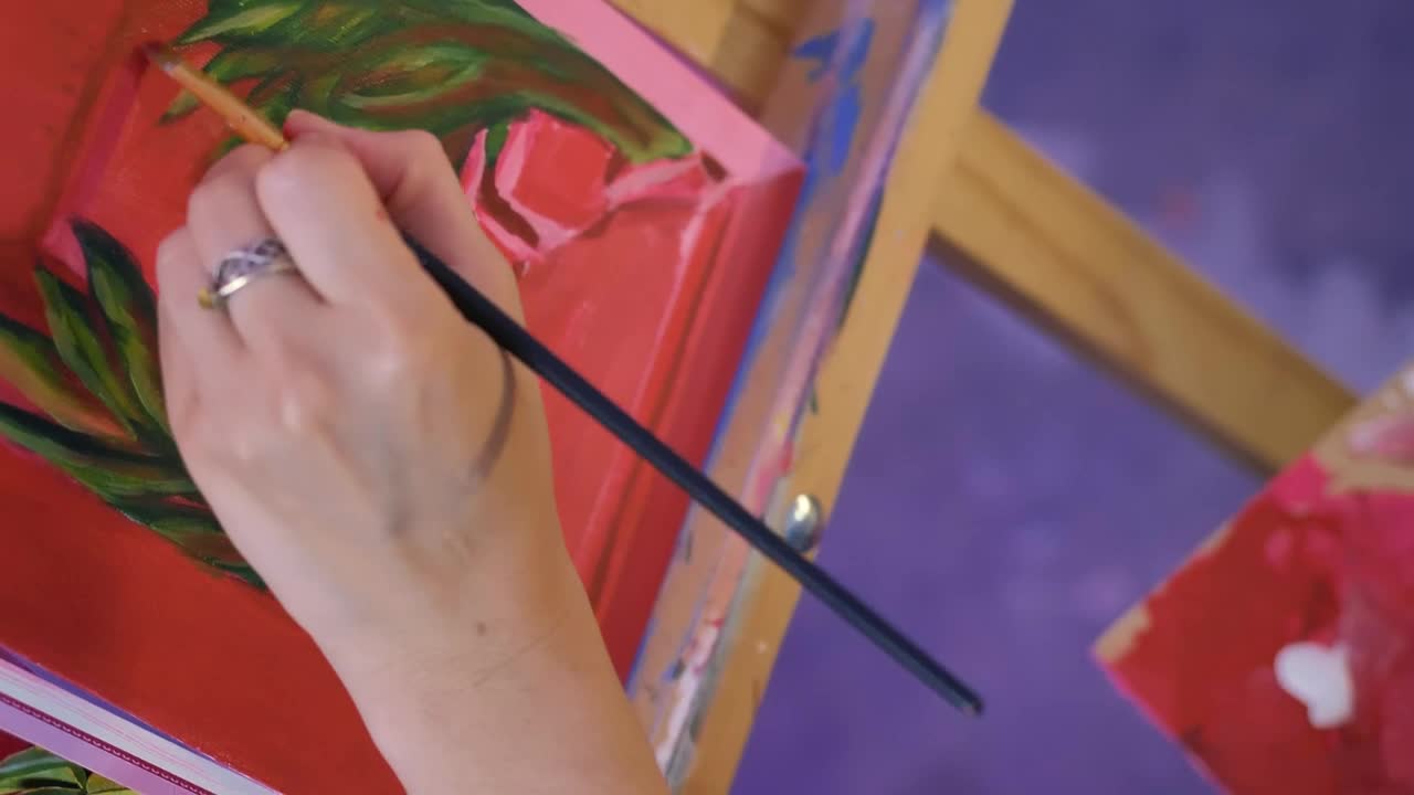 Stock Video Delicate Painting Of An Artist On A Canvas On An Live Wallpaper For PC