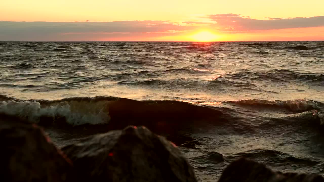 Stock Video Deep Waves And An Orange Sunset Live Wallpaper For PC