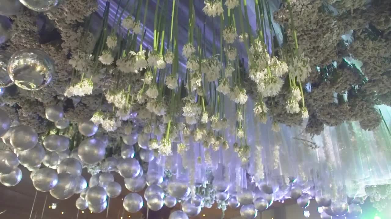 Stock Video Decorations On The Ceiling Of A Wedding Party Live Wallpaper For PC