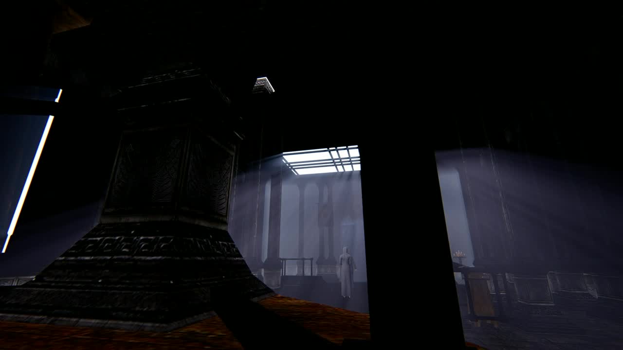 Stock Video Dark Religious Temple With A Woman And A Man In Live Wallpaper For PC