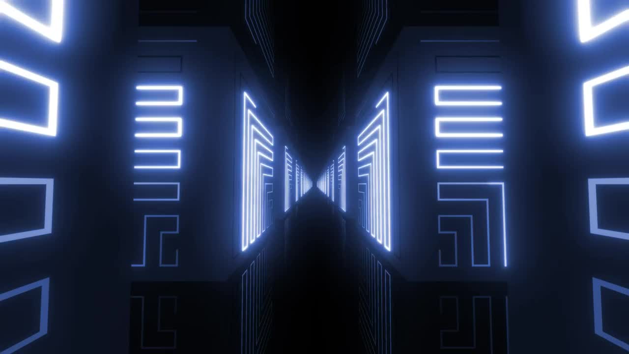 Stock Video Dark Corridor Between Blocks With Blue Neon Lights Live Wallpaper For PC
