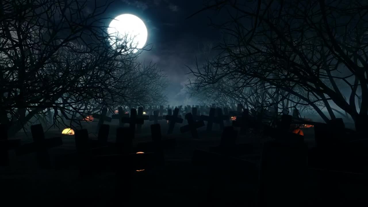 Stock Video Dark And Creepy Graveyard Full Of Crosses Live Wallpaper For PC