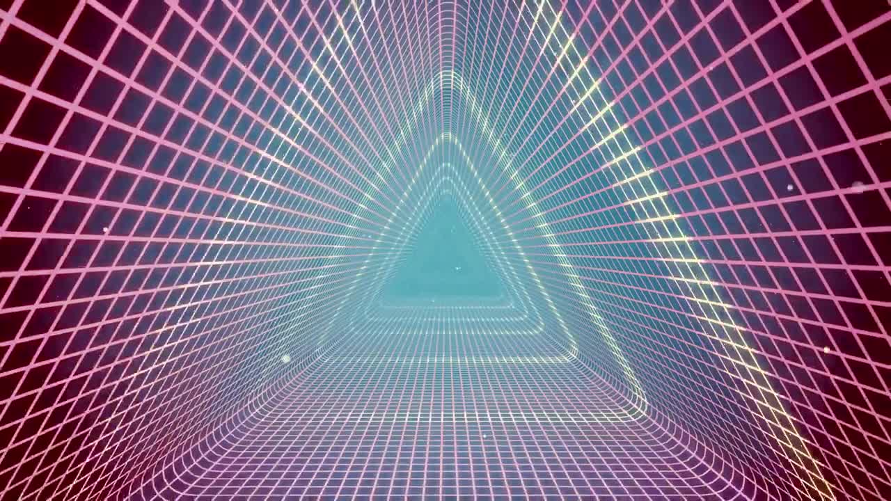Stock Video Cyberpunk Style Led Triangular Tunnel Loop Video Live Wallpaper For PC
