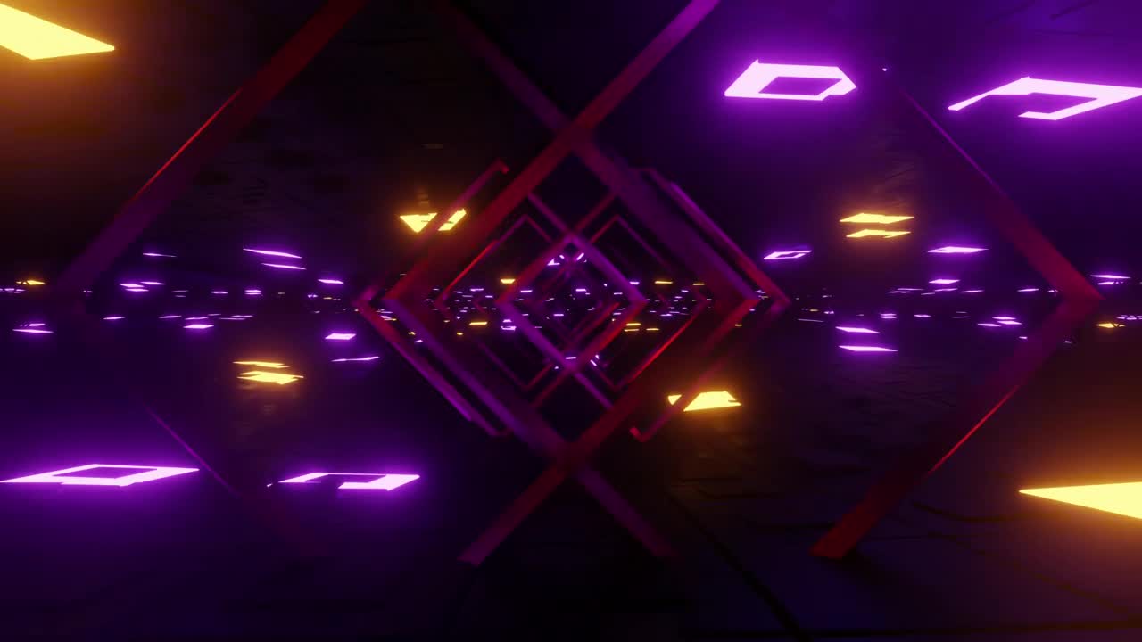 Stock Video Cyberpunk Stage With Neon Lights And Frames Loop Live Wallpaper For PC