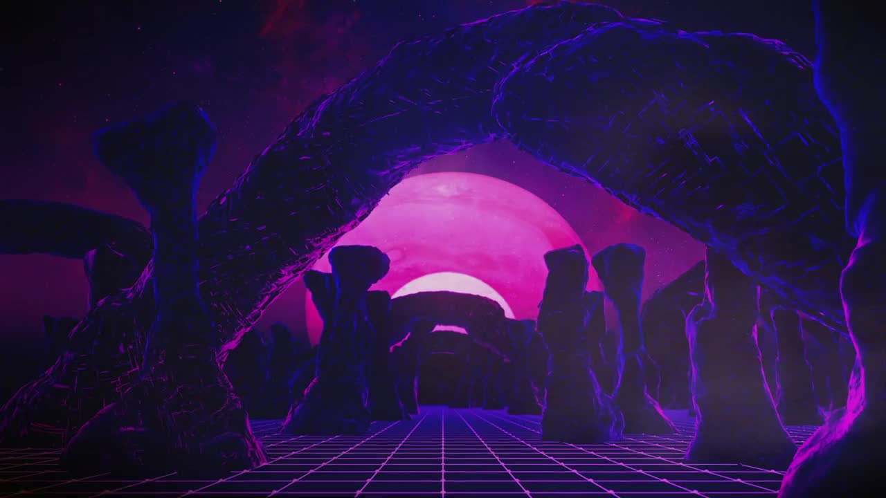 Stock Video Cyberpunk Alien Planet With Space View Live Wallpaper For PC