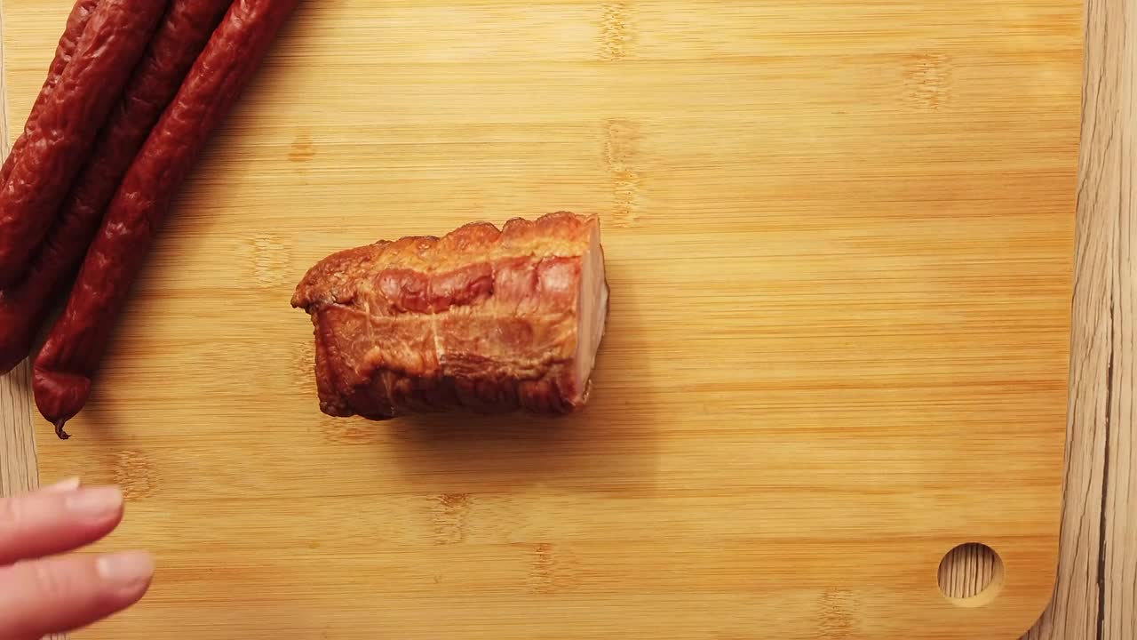 Stock Video Cutting Up A Smoked Sausage Live Wallpaper For PC