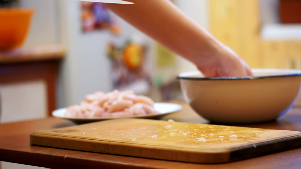 Stock Video Cutting Fresh Meat On A Board Close Up Live Wallpaper For PC