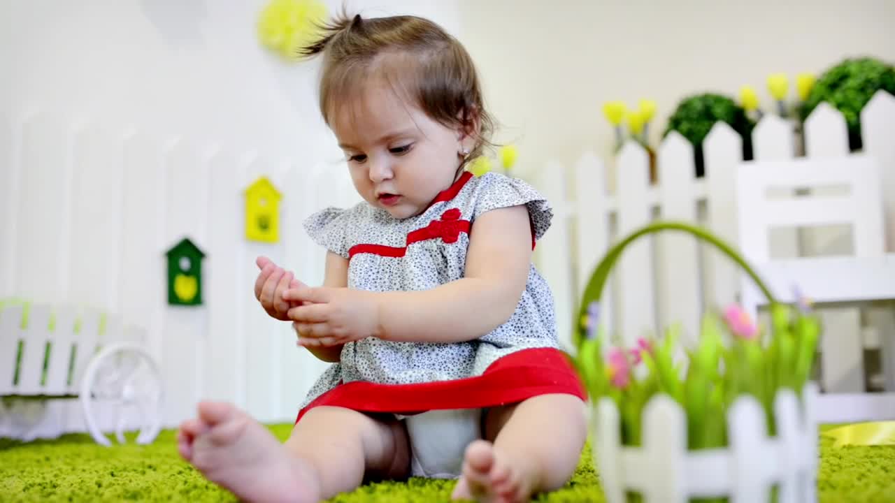 Stock Video Cute Baby On A Carpet At Her Home Live Wallpaper For PC