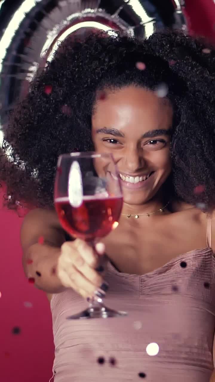 Stock Video Curly Haired Young Woman Toasting On Valentines Day Live Wallpaper For PC