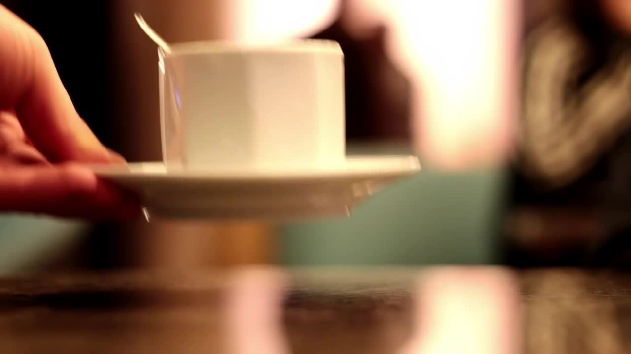 Stock Video Cup Of Coffee Delivered By A Waiter To A Diner Live Wallpaper For PC