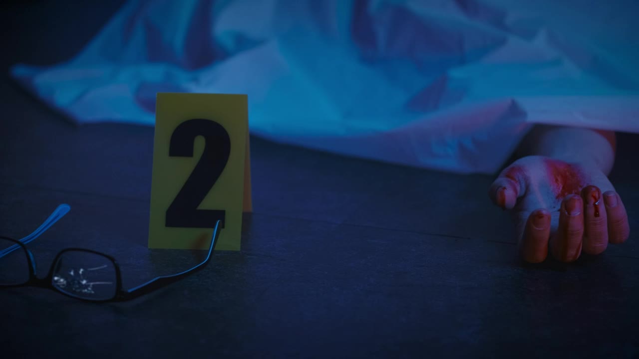 Stock Video Crime Scene With A Bloody Body And Evidence Around Live Wallpaper For PC