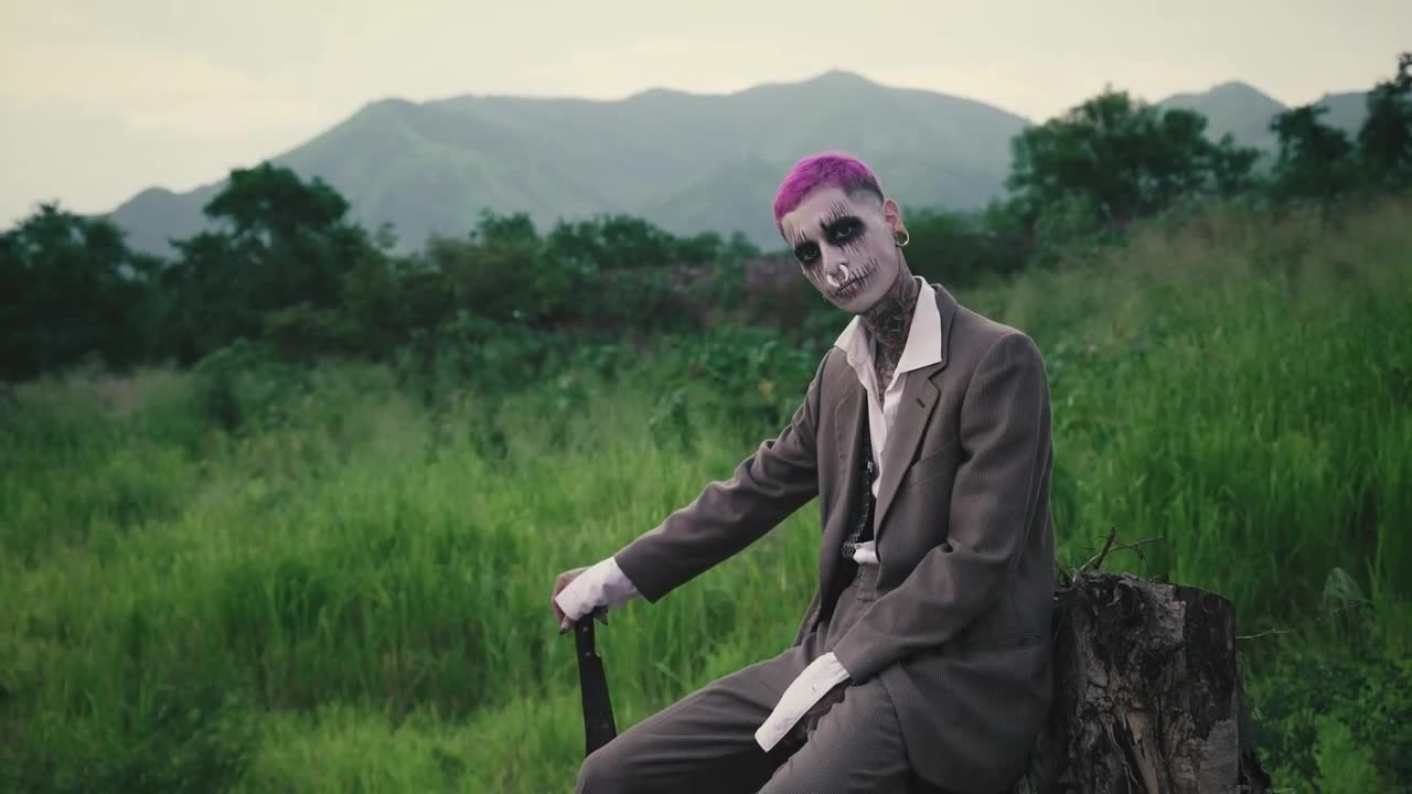 Stock Video Creepy Clown Sitting In Forest Live Wallpaper For PC