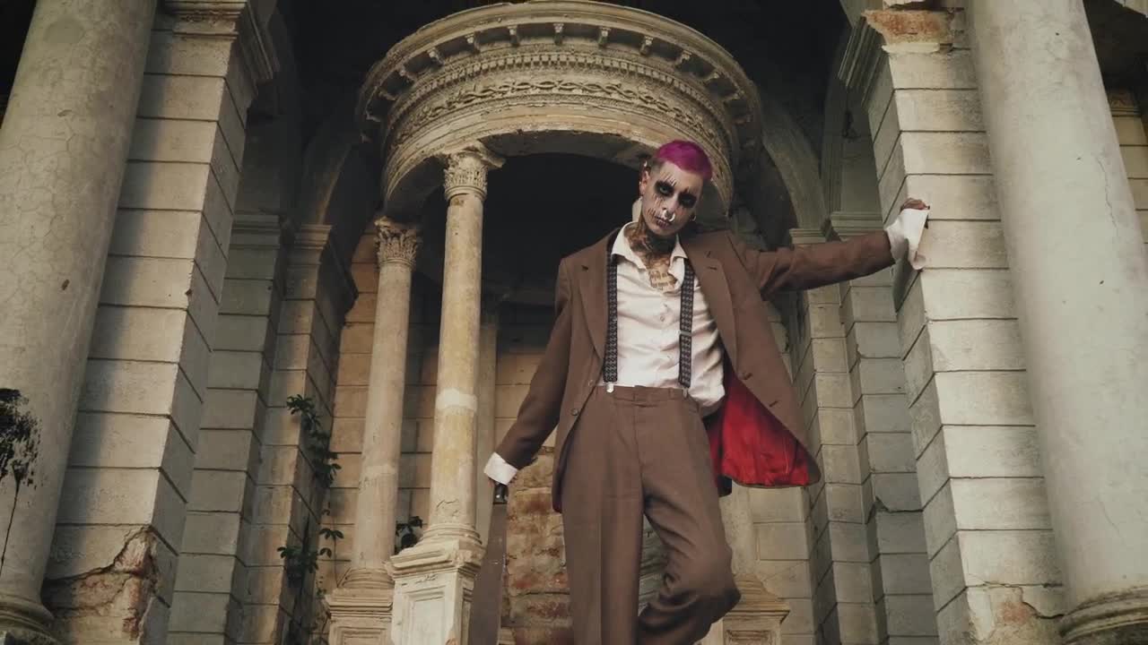 Stock Video Crazy Joker Standing Amongst Ruins Live Wallpaper For PC