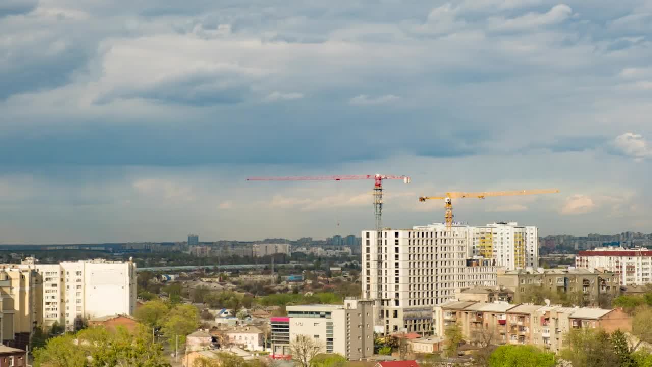 Stock Video Cranes Working On A Building Under Construction Live Wallpaper For PC