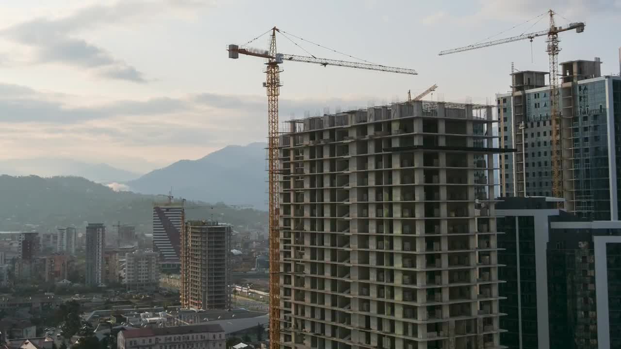 Stock Video Cranes Working At A Construction Site Time Lapse Live Wallpaper For PC