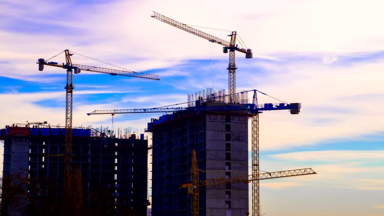 Stock Video Cranes On Building Construction Site Live Wallpaper For PC
