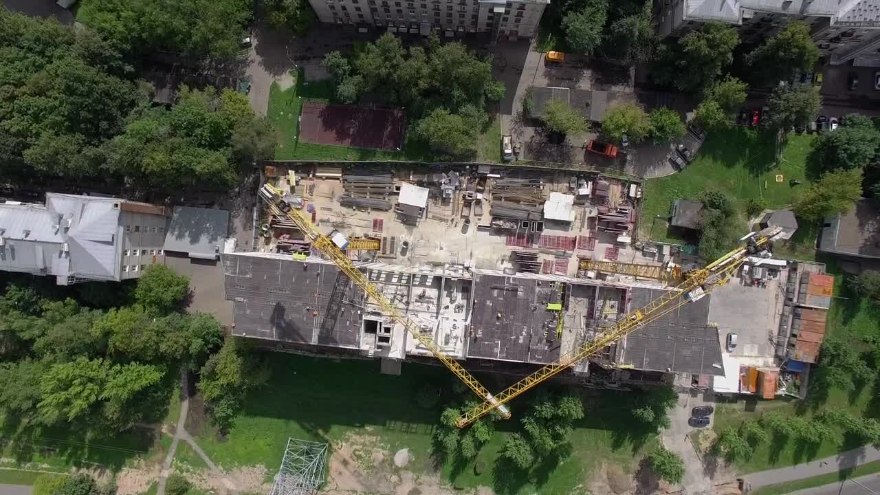 Stock Video Cranes Moving Above A Construction Project Live Wallpaper For PC