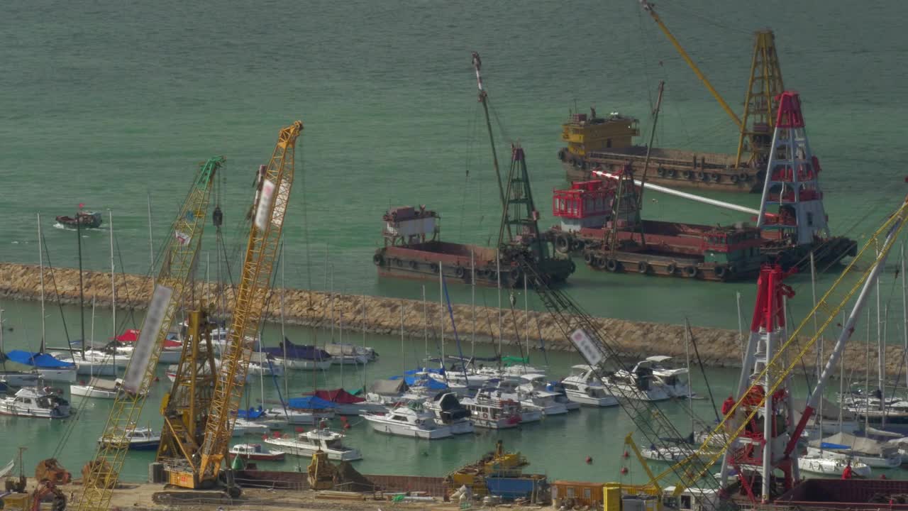 Stock Video Cranes Loading Barges At A Dock Live Wallpaper For PC