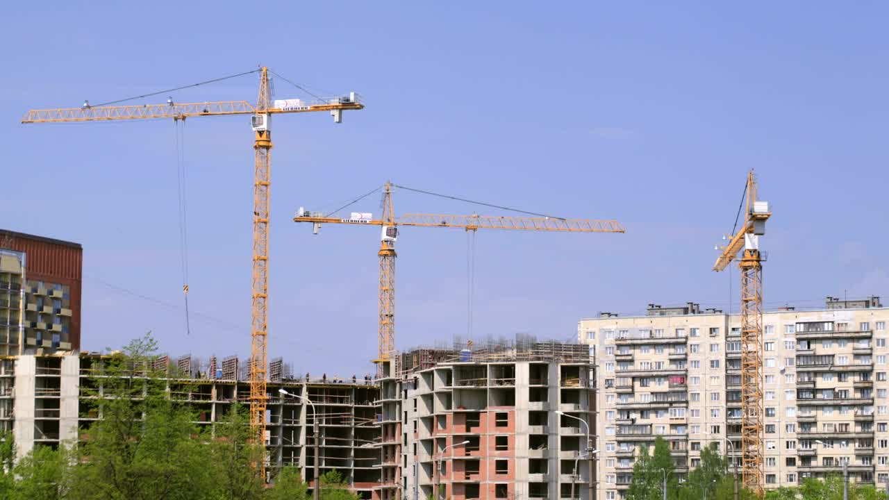 Stock Video Cranes At A Construction Site Live Wallpaper For PC
