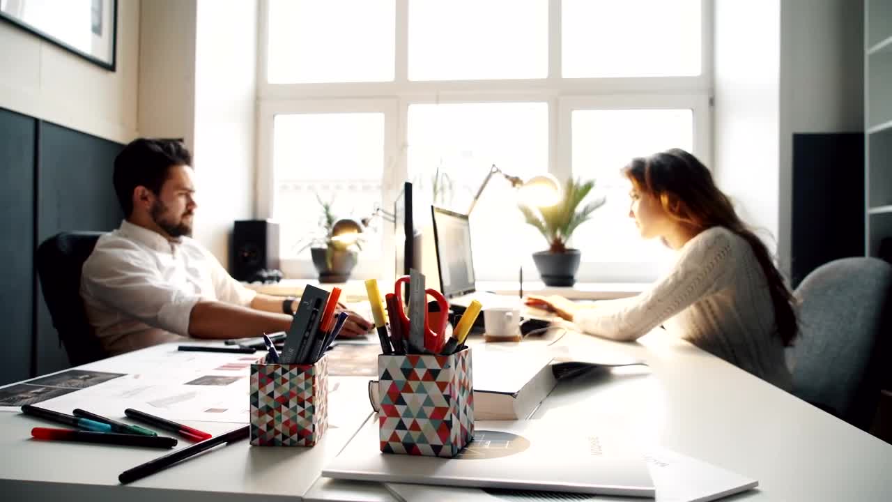 Stock Video Coworkers Working On Their Computers At The Office Live Wallpaper For PC