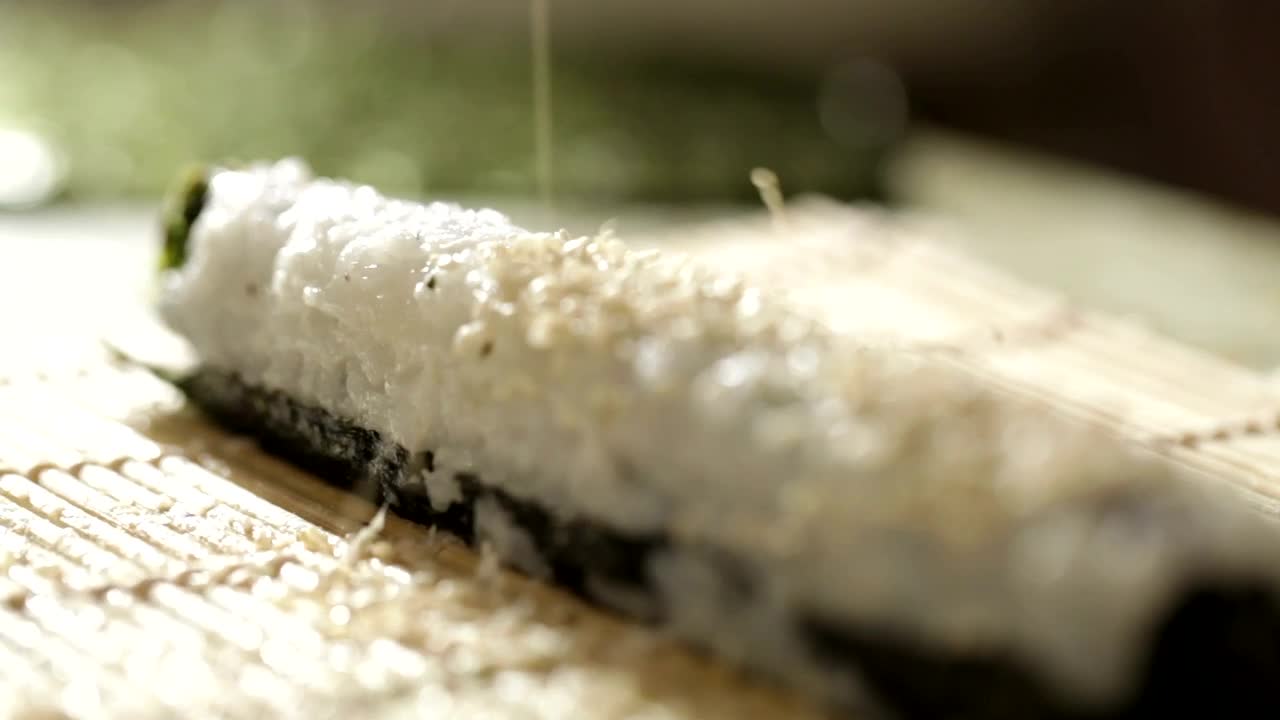 Stock Video Covering A Sushi Roll Live Wallpaper For PC