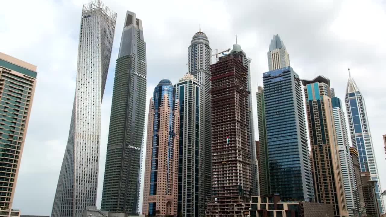 Stock Video Covered View Of Large Skyscrapers In A City Live Wallpaper For PC