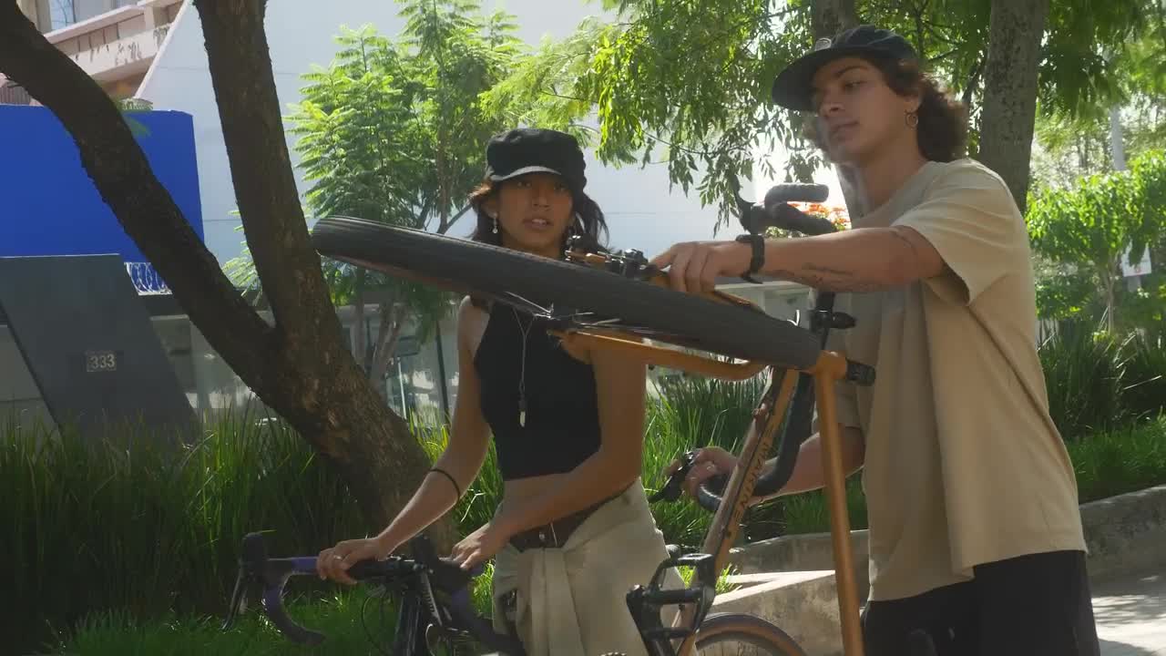 Stock Video Couple With Bikes Walking In A Park Live Wallpaper For PC