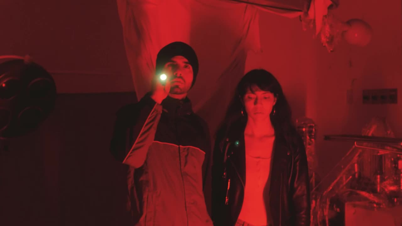 Stock Video Couple Watching Something Scary During A Night Exploration Live Wallpaper For PC