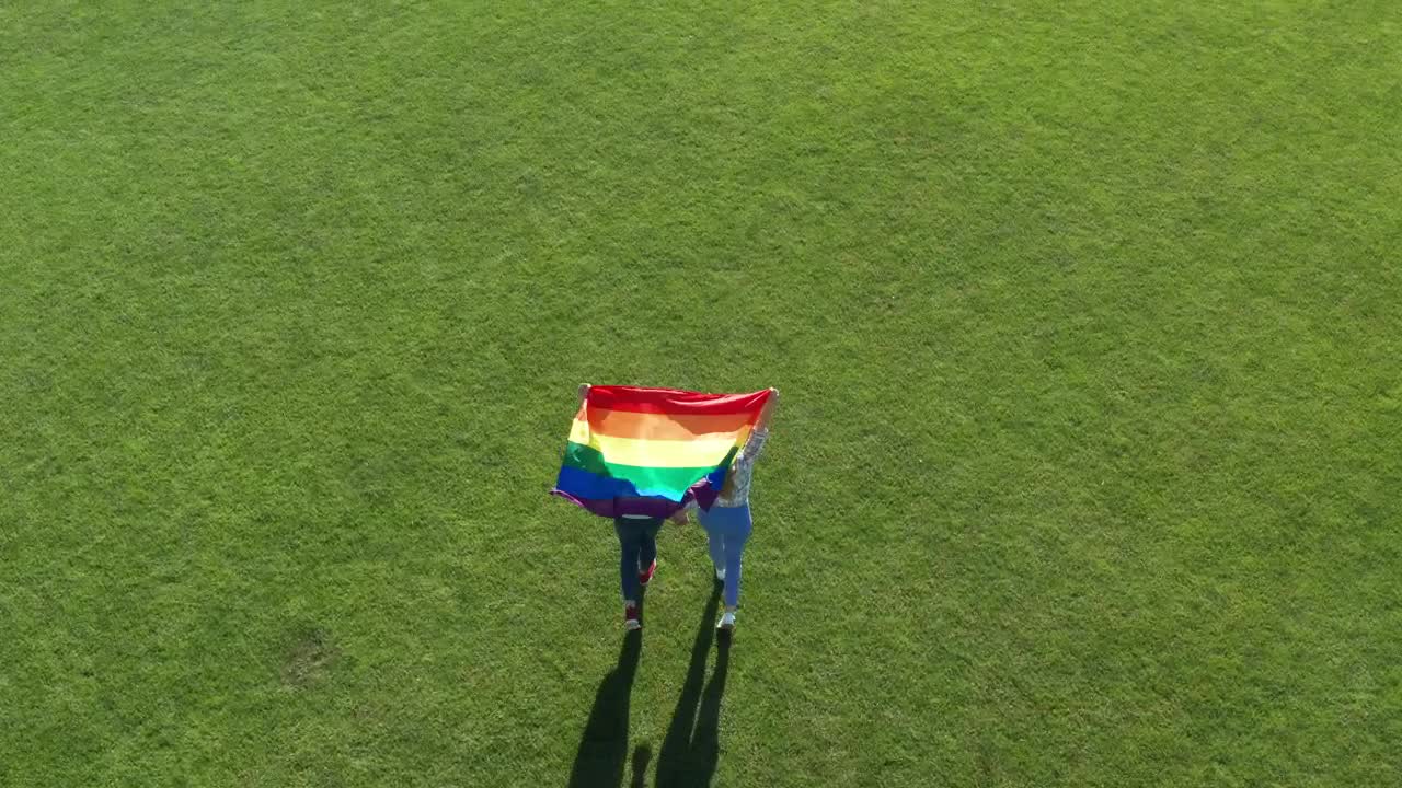 Stock Video Couple Walking With A Rainbow Flag Live Wallpaper For PC