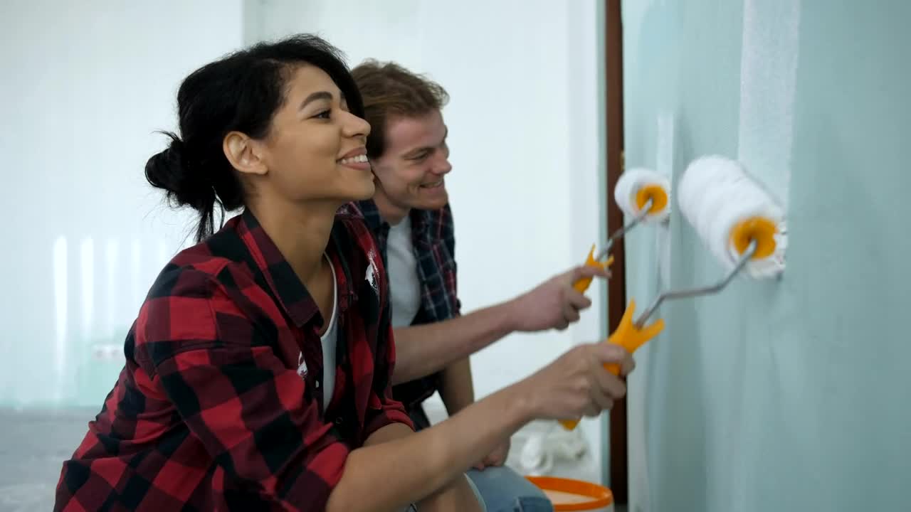 Stock Video Couple Painting A Room At Home Live Wallpaper For PC