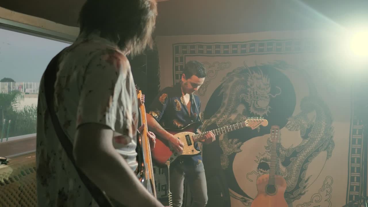 Stock Video Couple Of Men Playing Guitar Standing Live Wallpaper For PC