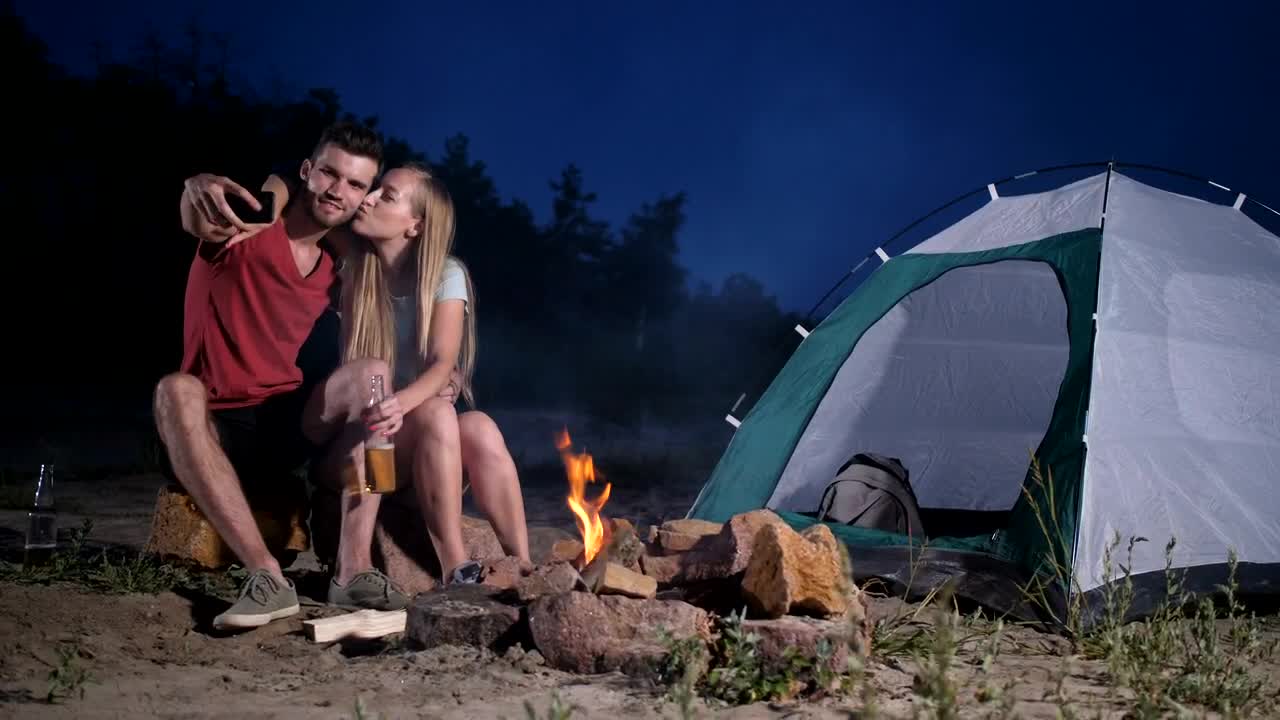 Stock Video Couple Kissing By The Campfire Live Wallpaper For PC