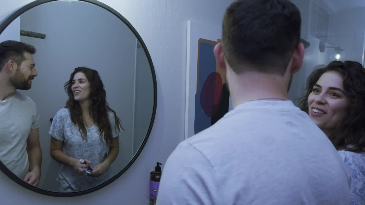 Stock Video Couple Having Fun While Brushing Their Teeth Live Wallpaper For PC