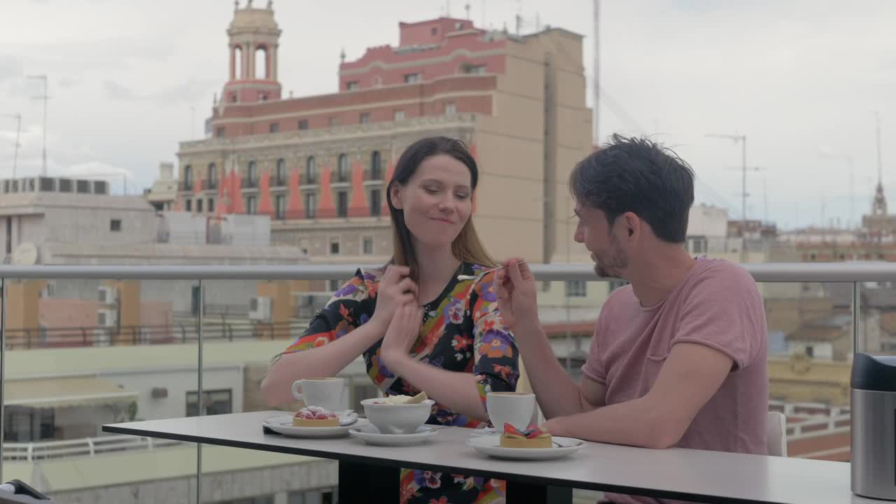 Stock Video Couple Eating In A City Cafe Live Wallpaper For PC