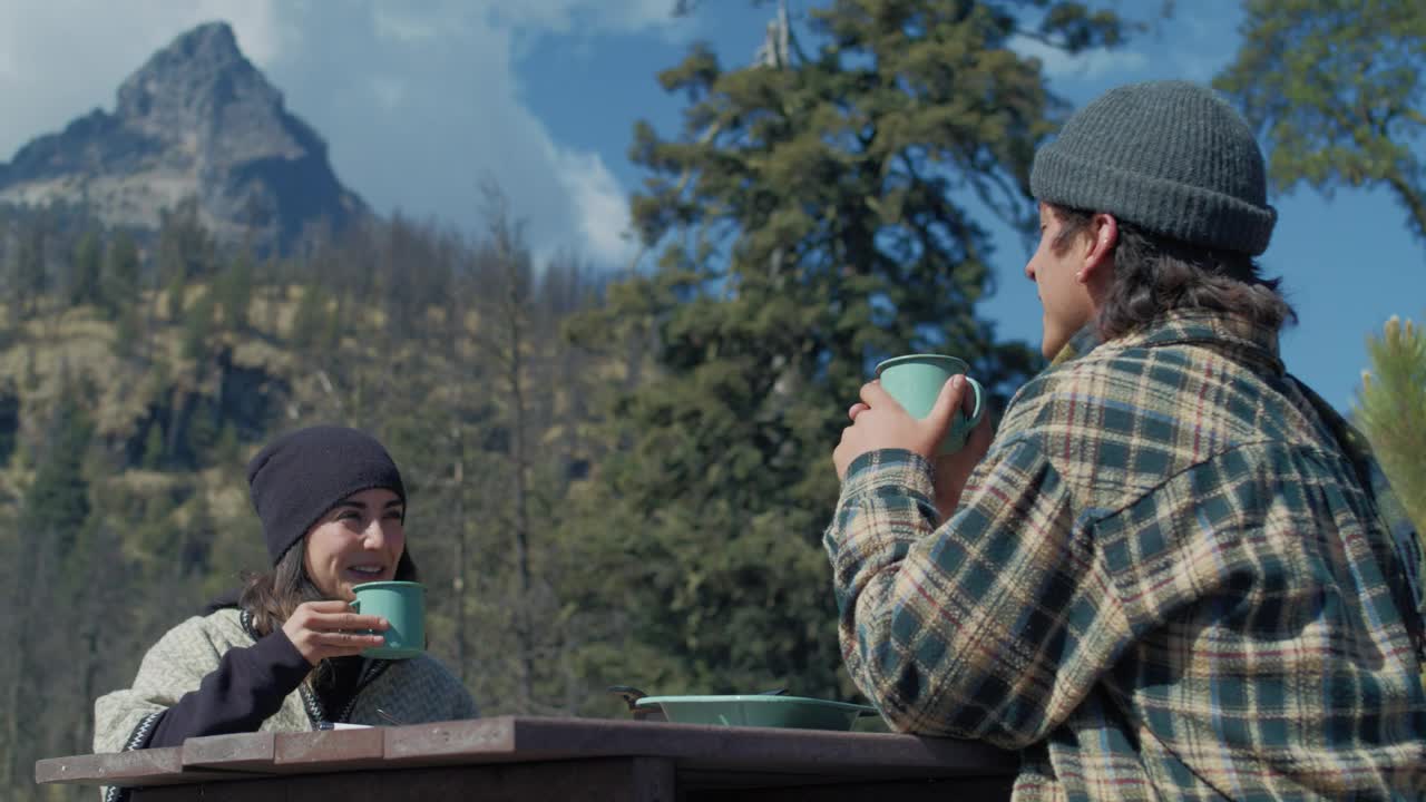 Stock Video Couple Drinking Coffee Outdoors Live Wallpaper For PC