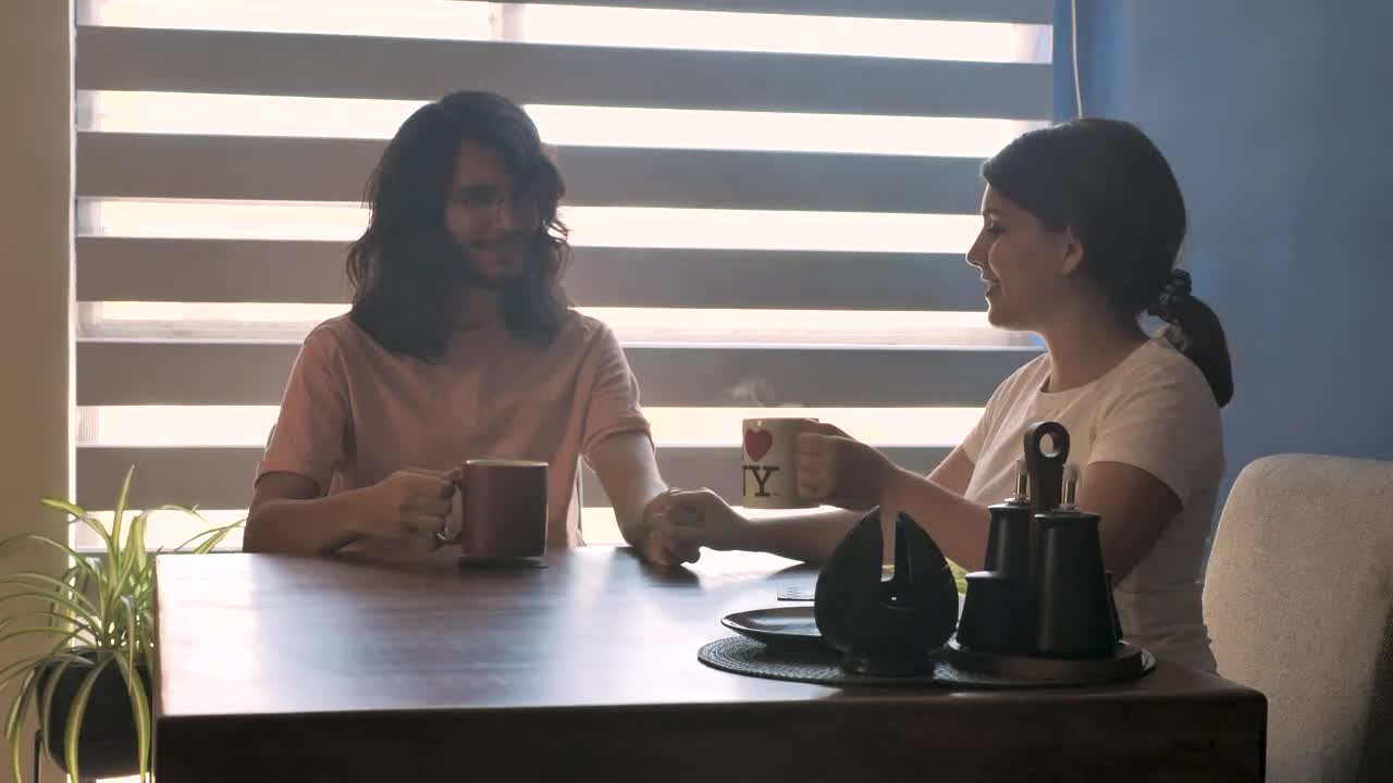 Stock Video Couple Drinking Coffee In Their Home Live Wallpaper For PC
