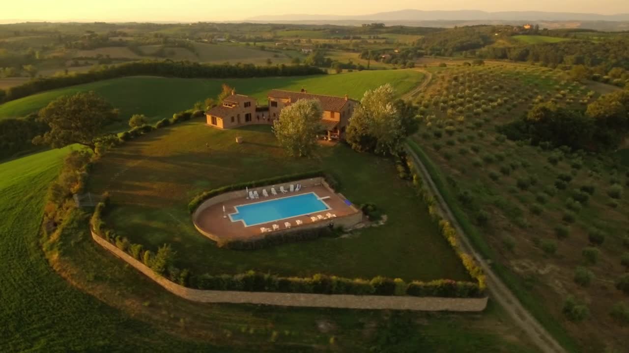 Stock Video Country House With Pool At Sunset Live Wallpaper For PC