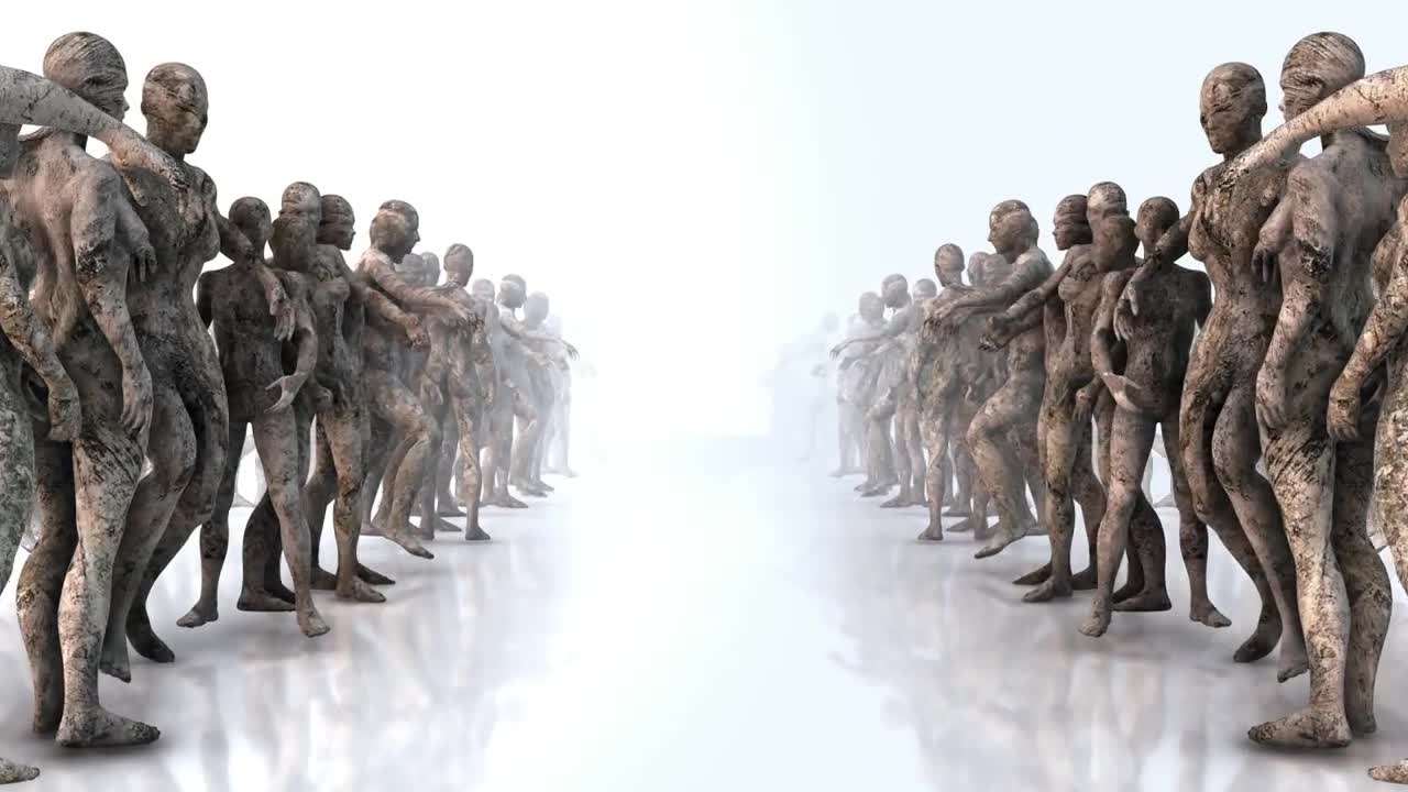 Stock Video Corridor With Human Sculptures Live Wallpaper For PC
