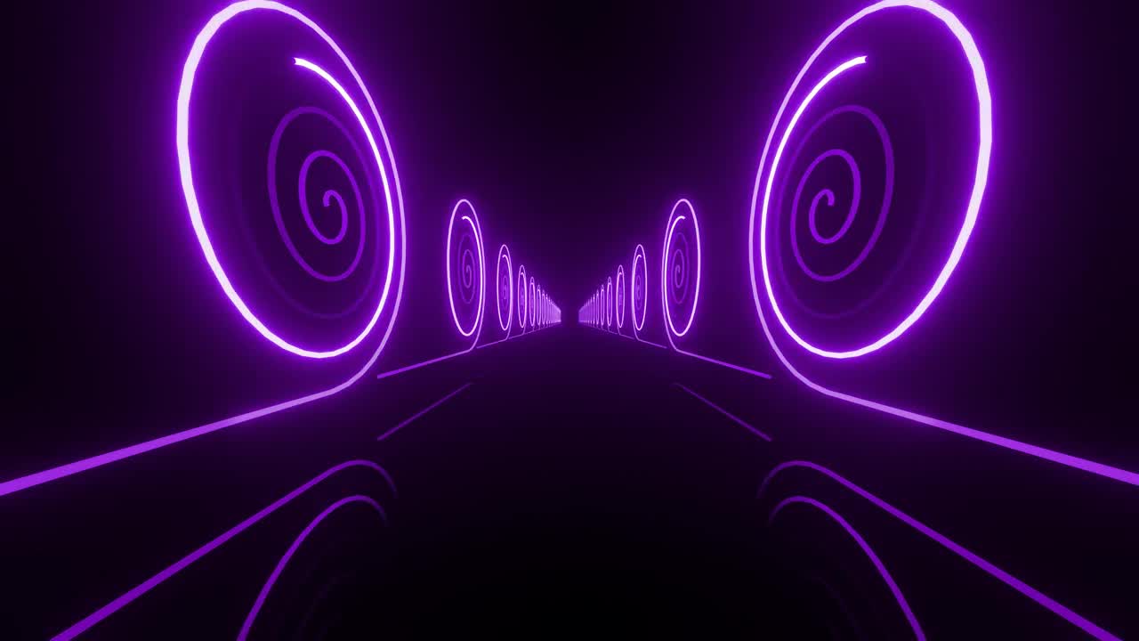 Stock Video Corridor Walls With Spirals Of Purple Neon Lights Live Wallpaper For PC