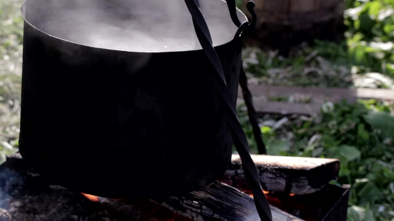 Stock Video Cooking Soup On A Campfire Live Wallpaper For PC
