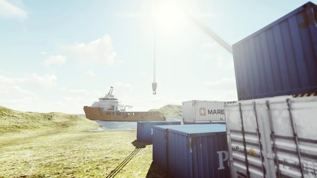 Stock Video Containers Near A Crane And A Cargo Ship Live Wallpaper For PC