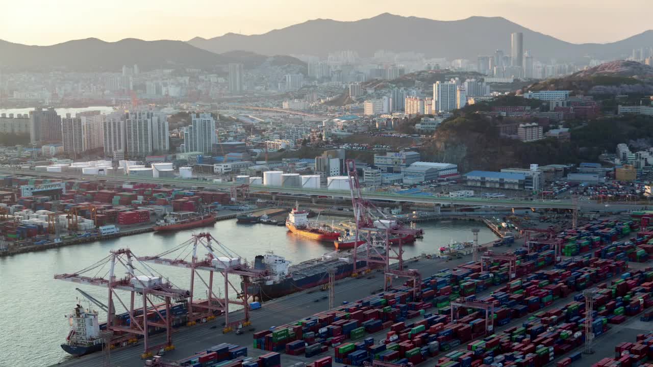 Stock Video Containerport And The Cityscape In Busan Live Wallpaper For PC