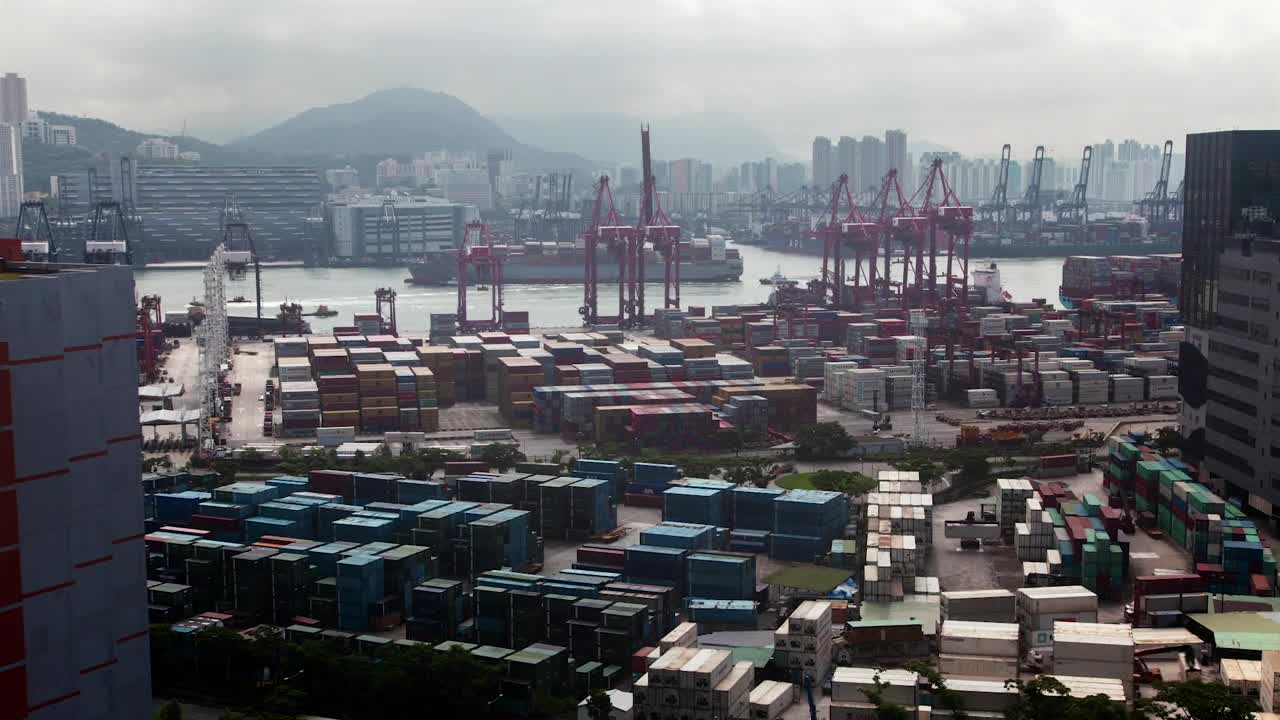 Stock Video Container Port On Peak Hour In Hong Kong Live Wallpaper For PC